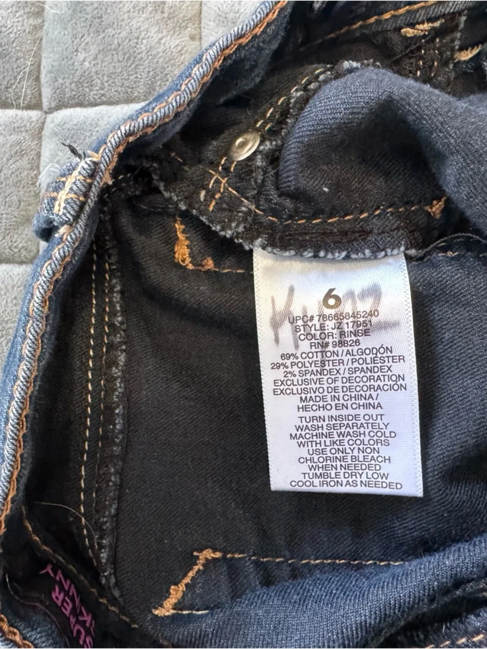 Jordache Jeans Kids Dark Blue Skinny Jeans Size 6 Horse Logo Comfy Play School - Picture 3 of 7